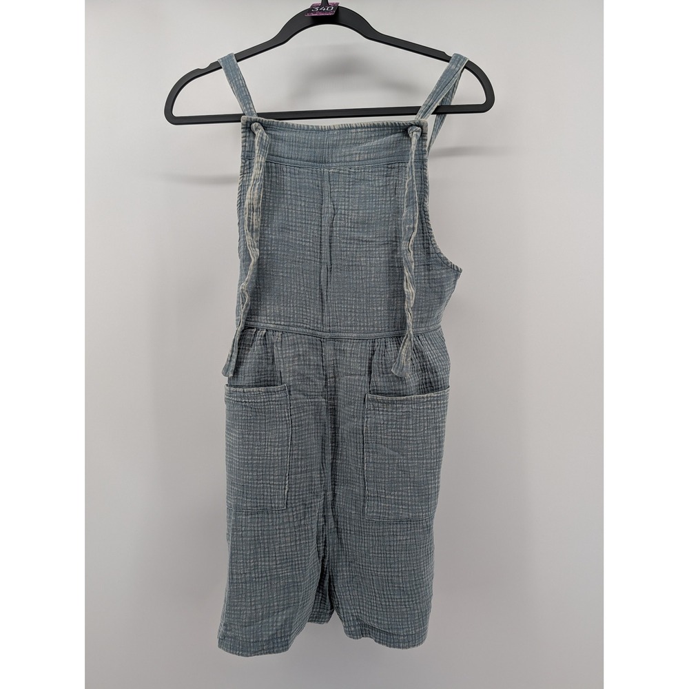Zenana Romper Women Blue Gray Gauze Cotton Tie Strap Medium
